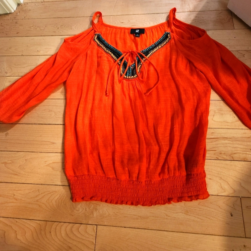 IZ BYER Boho Cold Shoulder Summer Top
